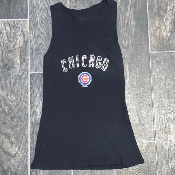MLB Tops - Chicago Cubs Rhinestone Embellished Tank Top - Size Medium